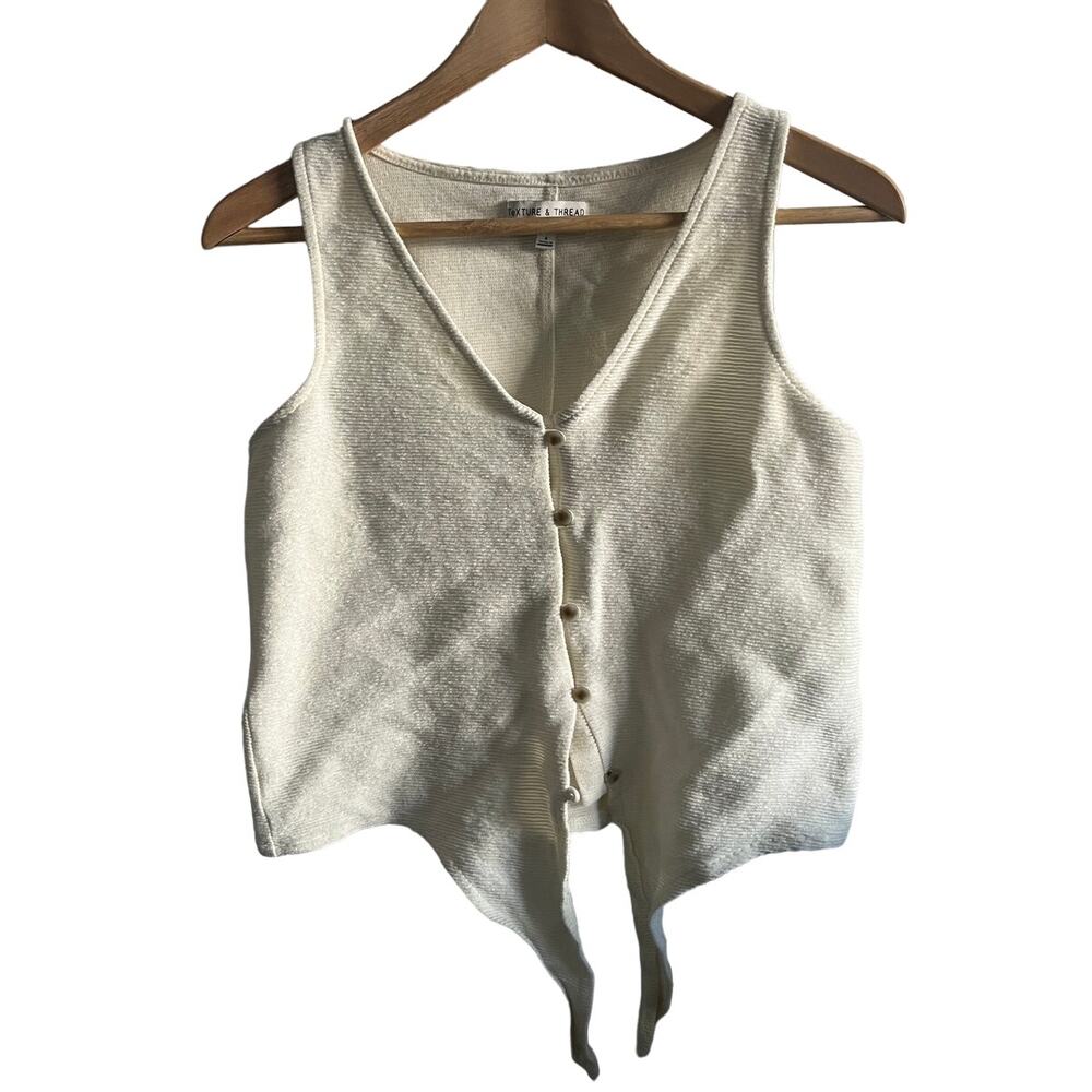 Madewell texture and thread tank tie front cream size small